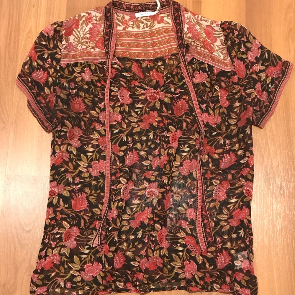 Black Floral Sheer Top